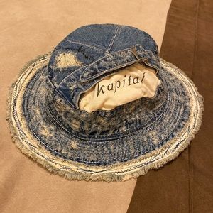Kapital Distressed Denim Bucket Hat